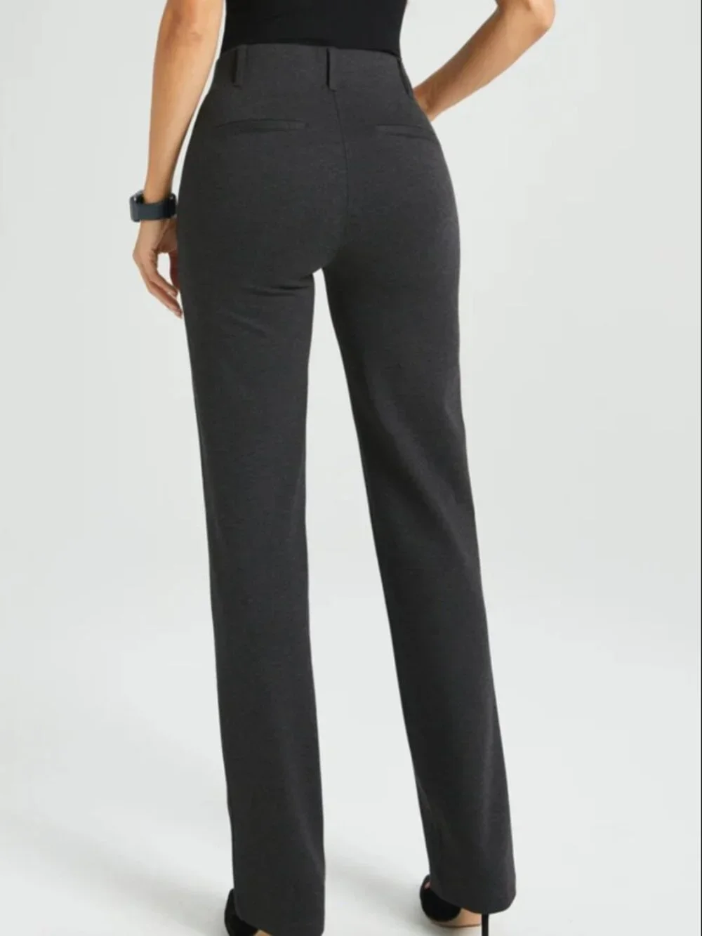 Betabrand Charcoal Straight Classic Dress Pant Yoga Pants XLarge Short Petite